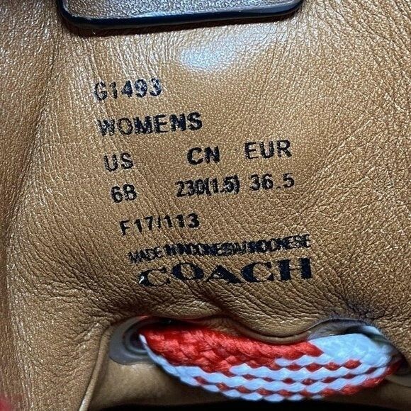 NEW Coach G1493 White Red Leather Shearling Boots Women's SZ 6 B G - Picture 8 of 12